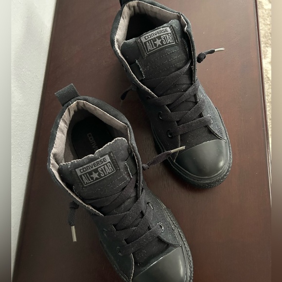 Converse size 4 street mid sneakers all black thick tongue low skater - Picture 8 of 9